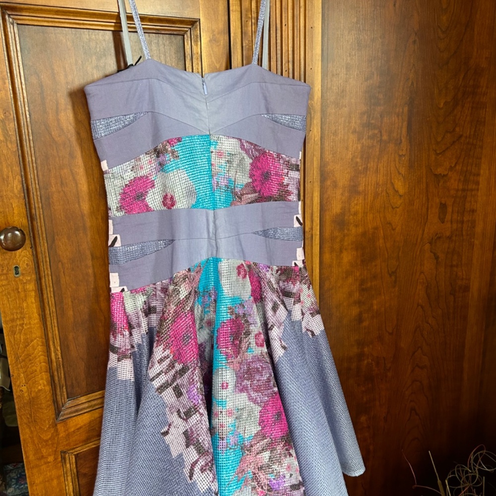 Versace Lilac Floral Raffia Corset Dress with Flounce Skirt, Size 44 - US 8 - Picture 11 of 16